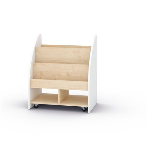 Biblioteca spatioasa pe roti, cu 2 fete, pentru carti si jocuri, 70 x 47 x 81 cm ideala pentru gradinita - imagine 5